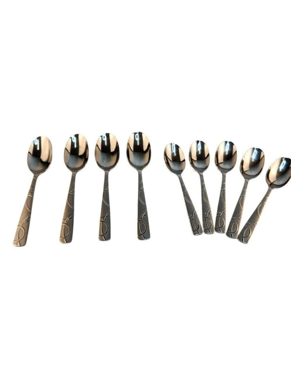 Cambridge Stainless Steel Conquest Pattern Mid-Century Modern Set Of 9 Spoons 2